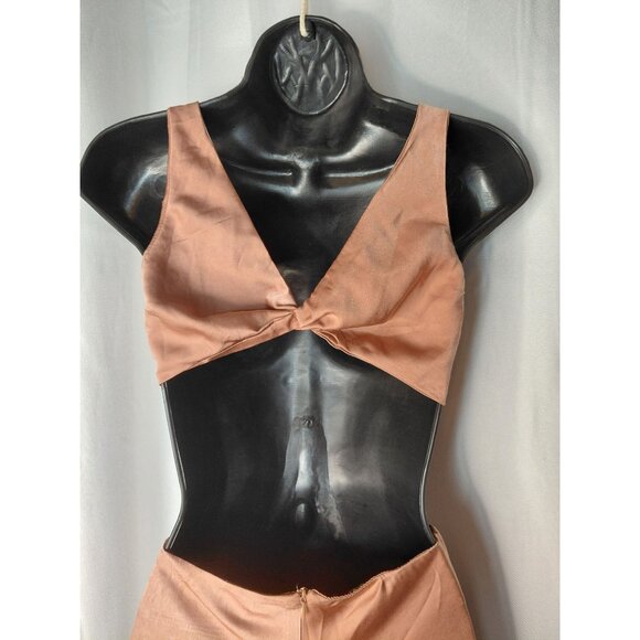 Hello Molly XS Cutout Satin Midi Dress Copper US 2 - Picture 7 of 11